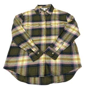 Old Navy Boyfriend Shirt Women Small Multi Plaid Flannel MSRP: $39